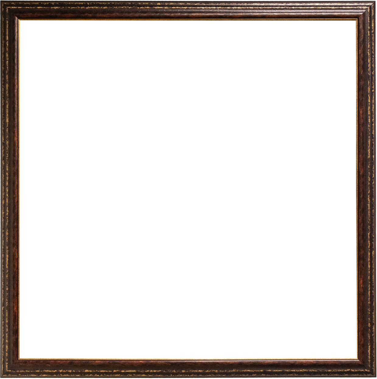 square narrow dark brown picture frame cutout